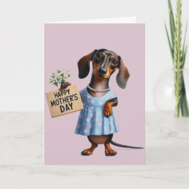 Tarjeta Adorable Dachshund Día de la Madre 