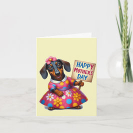 Tarjeta Adorable Dachshund Día de la Madre