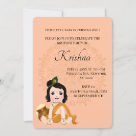 Tarjeta adorable de Krishna para cumpleaños - Arte