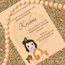 Tarjeta adorable de Krishna para cumpleaños - Arte