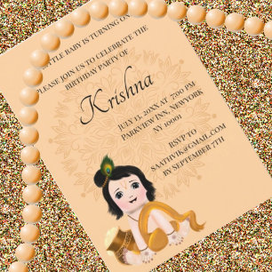 Tarjeta adorable de Krishna para cumpleaños - Arte