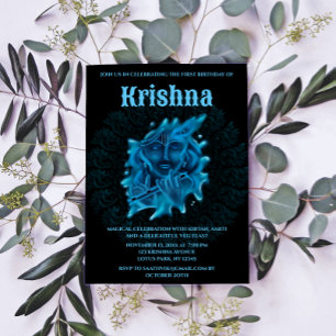 Tarjeta adorable de Krishna para cumpleaños - Arte