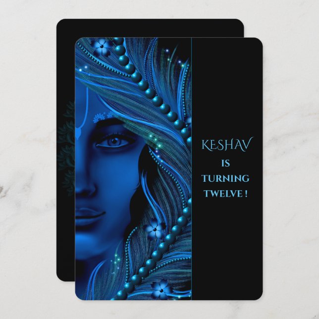 Tarjeta adorable de Krishna para cumpleaños - Arte (Anverso / Reverso)