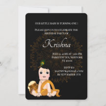 Tarjeta adorable de Krishna para cumpleaños - Arte
