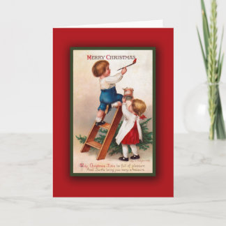 Tarjeta adorable del arte del navidad del vintage