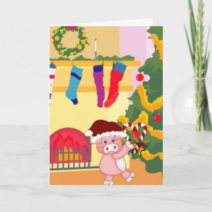 Tarjeta adorable del cerdo del navidad