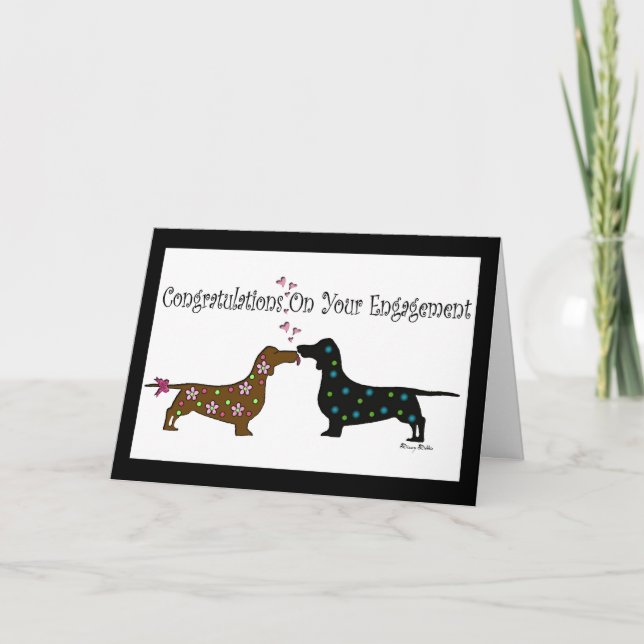 Tarjeta adorable del compromiso del Dachshund (Anverso)