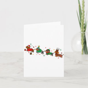 Tarjeta Adorable Desfile de Navidad de Dachshund Navidad