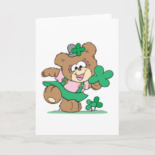 Tarjeta adorable diseño de oso de peluche en chica