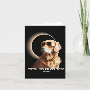 Tarjeta Adorable Eclipse Total de Sol Golden Retriever