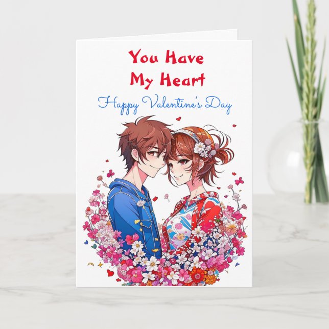 Tarjeta Adorable El día de San Valentín de anime personali (Anverso)