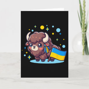 Tarjeta Adorable fan ucraniano de Bynner bandera de Ucrani