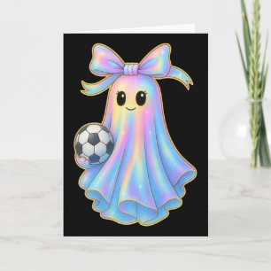 Tarjeta Adorable Fantasma del Fútbol Pastel Coquette de Ha