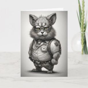 Tarjeta Adorable Forest Ranger Bunny Rabbit Glasses