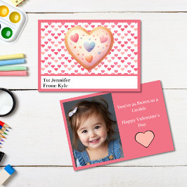 Tarjeta Adorable foto de corazones rosados Mini colegio Va