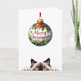 Tarjeta Adorable Gatito Gato Divertido Navidad