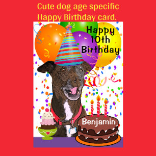Tarjeta Adorable Graciosa Edad de Perro Específico Feliz C