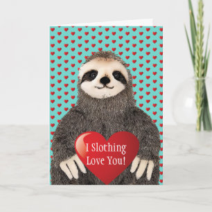 Tarjeta Adorable Gracioso Sloth El día de San Valentín Hea
