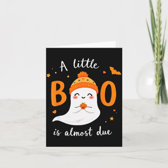 Tarjeta Adorable Halloween Ghost A Little Boo Is Almost Du (Anverso)