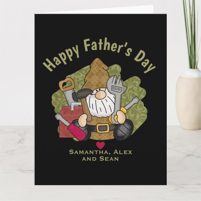 Tarjeta Adorable Handyman & Carpenter Garden Gnome (Anverso)