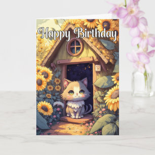 Tarjeta Adorable Ilustracion de gato gatito