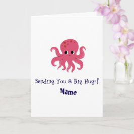 Tarjeta Adorable ilustración Kawaii de pulpo rosa lindo