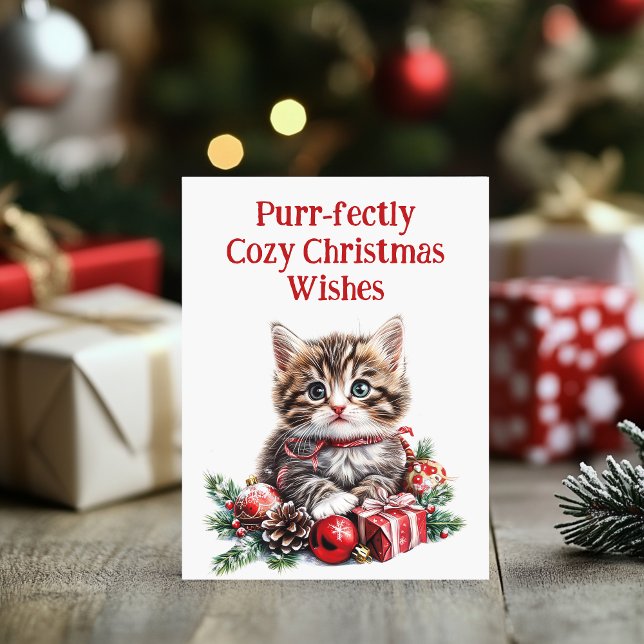 Tarjeta Adorable Kitten (kitten christmas card)