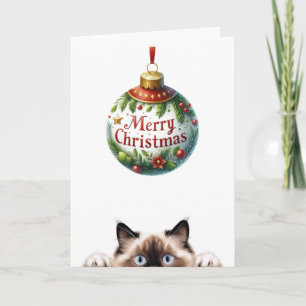 Tarjeta Adorable Kitty Funny Cat Navidades