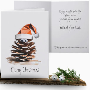 Tarjeta Adorable manualidad de piña de papel Santa Navidad