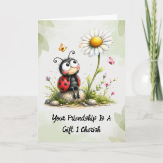 Tarjeta Adorable Mariquita Vintage "Tu Amistad"