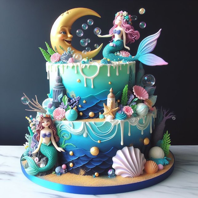 TARJETA ADORABLE MERMAID TEMÁTICO NIÑOS CUMPLEAÑOS (Subido por el creador)