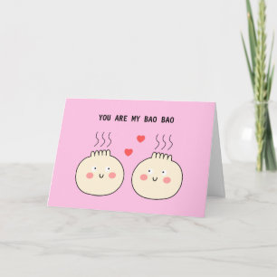 Tarjeta Adorable Pareja Amorosa China de Pan Bao con Casti