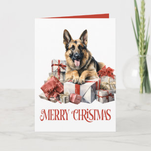 Tarjeta Adorable Pastor Alemán Navidad Amante de los Perro