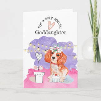 Tarjeta adorable perro perrito de cupcakes luces de cuerda