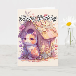 Tarjeta Adorable Poniendo Ilustracion de gatito bebé