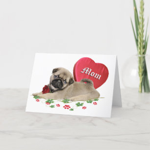 Tarjeta Adorable Pug Mom Design