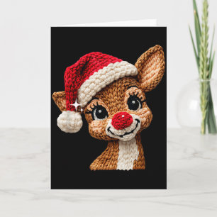 Tarjeta Adorable Reno de Navidad Ganchillo Regalo Divertid