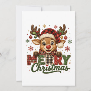 Tarjeta Adorable Reno Merry Navidad
