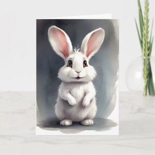 Tarjeta Adorable retrato blanco de conejo conejo conejo bl