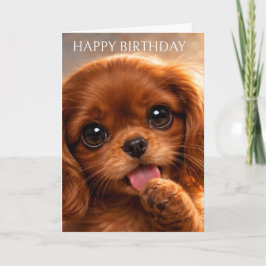 Tarjeta Adorable Ruby Cavalier Spaniel