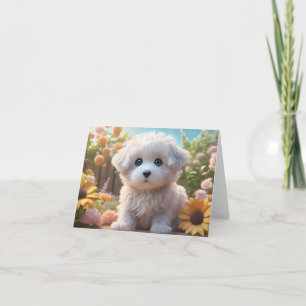 Tarjeta Adorable saludo en blanco con un suave y suave gri