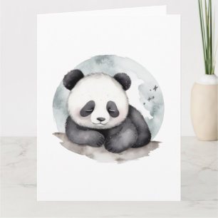 Tarjeta Adorable Sleepe Watercolor Bebé Panda Bear