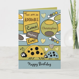 Tarjeta Adorable sobrino ladybugs especial chico verde ama