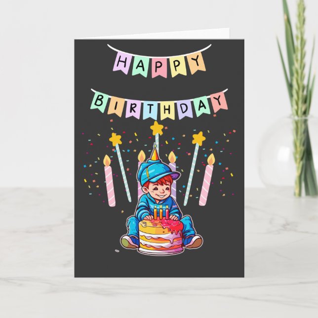 Tarjeta Adorable Toddler First Birthday Cute Boy (Anverso)