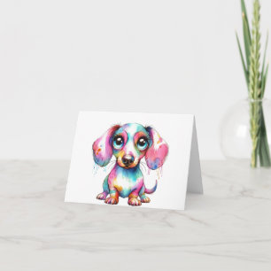 Tarjeta Adorable Whimsical Dachshund Puppy Card