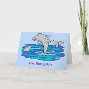 Tarjeta Adorables delfines felices personalizado ilustraci
