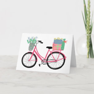 Tarjeta Adorables Navidades Bicicletas Cuidada Navidad Ros