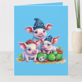 Tarjeta Adorables Navidades de pequeños cerditos rallados