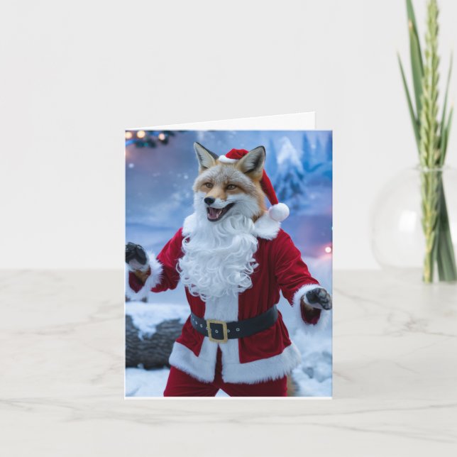 Tarjeta Adorables Navidades Red Fox canta (Anverso)