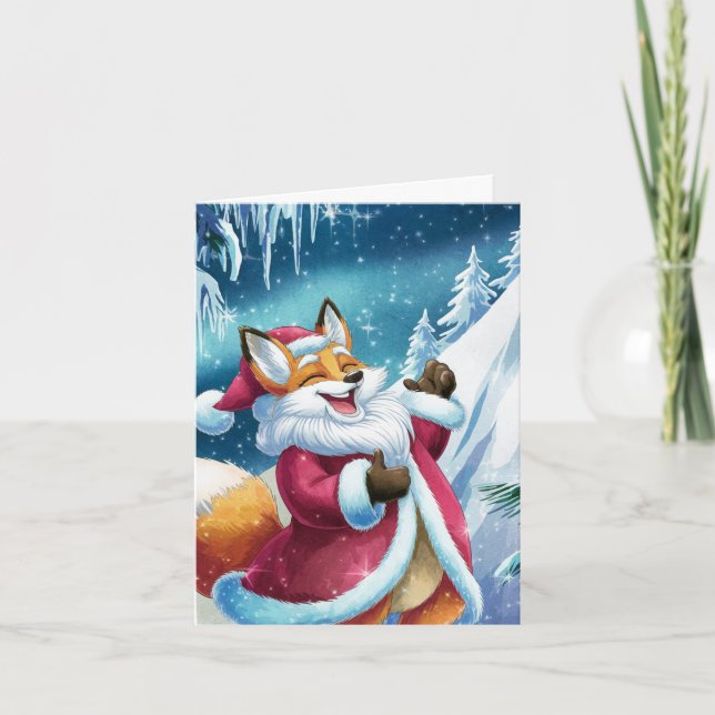 Tarjeta Adorables Navidades Red Fox canta (Anverso)